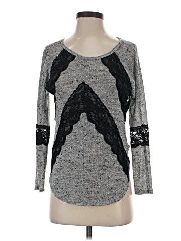 Gray Saks Fifth Avenue Long Sleeve Top (view 1)