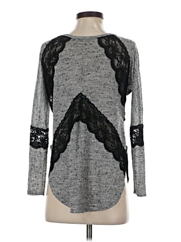 Gray Saks Fifth Avenue Long Sleeve Top (view 2)