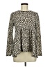 Gaze Animal Print Brown Long Sleeve Blouse Size M - photo 1