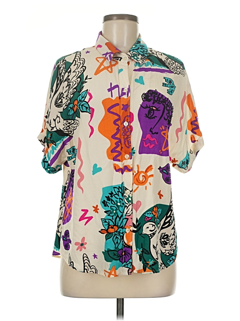 Pre-owned Assorted Brands Short Sleeve Blouse In White