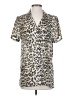 new york style 100% Polyester Animal Print Silver Short Sleeve Blouse Size S - photo 1