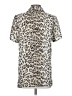 new york style 100% Polyester Animal Print Silver Short Sleeve Blouse Size S - photo 2