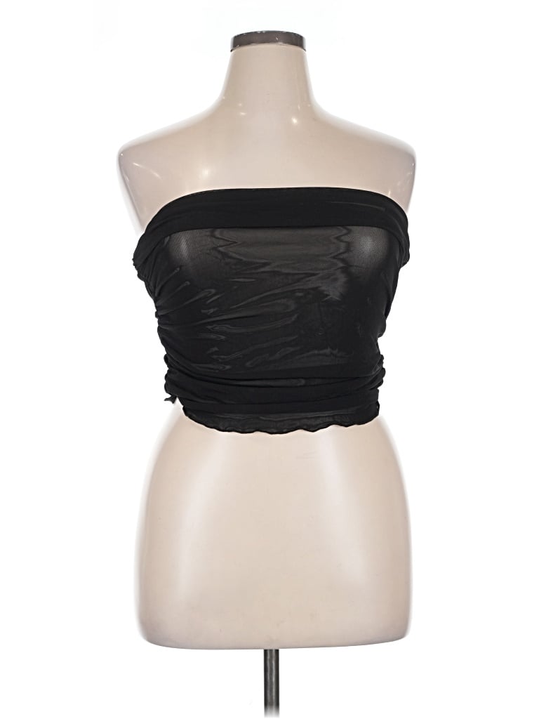 Pre-owned Commense Sleeveless Top Black Strapless Neckline Tops