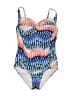 Romanza Print Blue One Piece Swimsuit Size 6 - photo 1