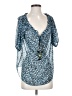 Moda International 100% Polyester Blue Short Sleeve Blouse Size S - photo 1