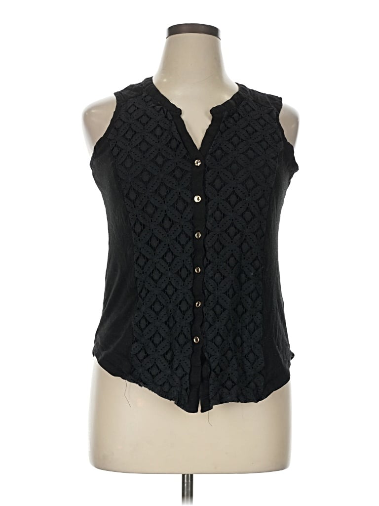 Pre-owned Perseption Concept Sleeveless Blouse In Black