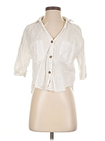 Zara 3/4 Sleeve Button-Down Shirt (view 1)