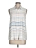 Cupio 100% Rayon Stripes Ivory White Sleeveless Button-Down Shirt Size M - photo 1