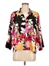 Natori Floral Black 3/4 Sleeve Blouse Size M - photo 1