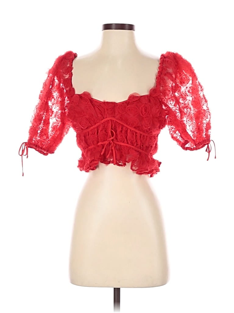 Pre-owned For Love & Lemons 3/4 Sleeve Blouse In Red