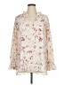 Kaari Blue 100% Polyester Floral Ivory Long Sleeve Blouse Size XL - photo 1