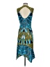 BCBGMAXAZRIA Graphic Blue Cocktail Dress Size S - photo 2