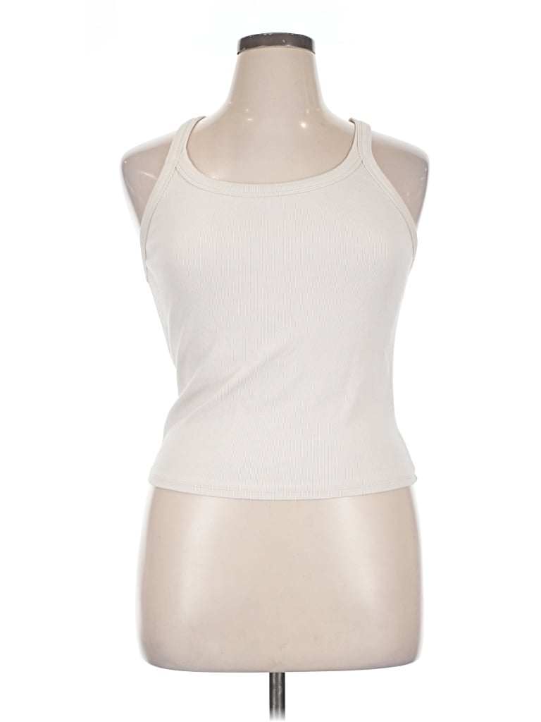Pre-owned Trendy Queen Tank Top Ivory Halter Neckline Tops In White