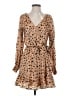 Peach Love 100% Polyester Animal Print Tan Casual Dress Size S - photo 1