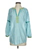 Rungolee 100% Cotton Polka Dots Blue 3/4 Sleeve Blouse Size S - photo 1