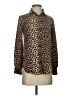 Zara Basic Animal Print Brown Long Sleeve Blouse Size XS - photo 1