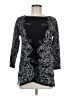 Ruby Rd. Print Black 3/4 Sleeve Top Size M - photo 1