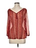 Lucky Brand 100% Polyester Floral Red 3/4 Sleeve Blouse Size M - photo 1
