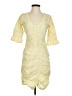 Influence 100% Polyester Checkered-gingham Yellow Casual Dress Size 4 - photo 1
