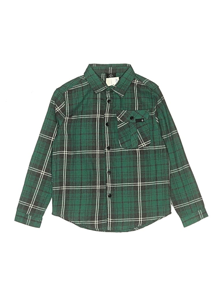 Volcom Kids' Long Sleeve Button Down Shirt In Green