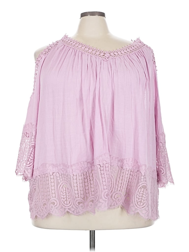 Rain 3/4 Sleeve Blouse In Pink