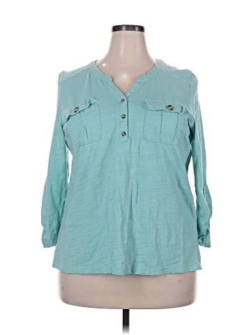 Gloria Vanderbilt 3/4 Sleeve Button-Down Shirt (view 1)