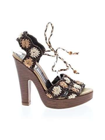 Moschino Raffia Woven Wooden Sandals (view 1)