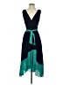 DKNY 100% Polyester Color Block Teal Cocktail Dress Size 2 - photo 1