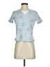 Classic Elements 100% Cotton Floral Blue Short Sleeve T-Shirt Size 4 (petite) - photo 1