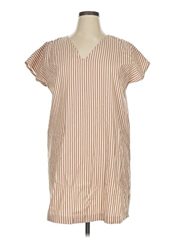Madewell Button-Back Easy Dress in Stripe (view 1)