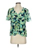 CAbi 100% Polyester Floral Green Short Sleeve Blouse Size S - photo 1
