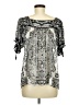 ECI 100% Polyester Silver Short Sleeve Blouse Size M - photo 2