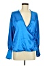 Boohoo 100% Polyester Blue Long Sleeve Blouse Size 8 - photo 1