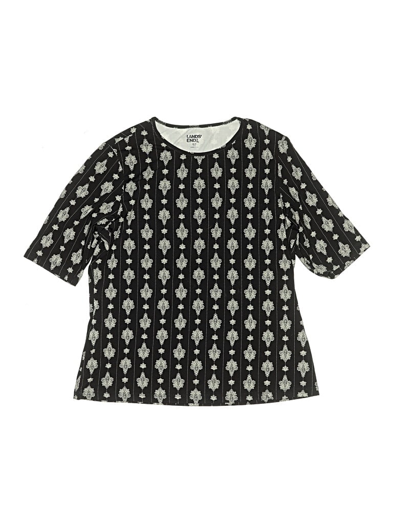 Pre-owned Lands' End Kids'  3/4 Sleeve T-shirt In Black