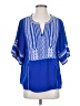 Skies Are Blue 100% Polyester Blue Short Sleeve Blouse Size S - photo 1