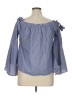 Active USA 100% Cotton Blue 3/4 Sleeve Blouse Size L - photo 2
