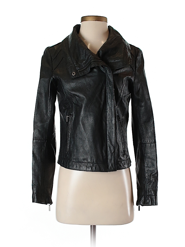 Rezrekshn by Esther Chen 100% Leather Solid Black Leather Jacket Size ...