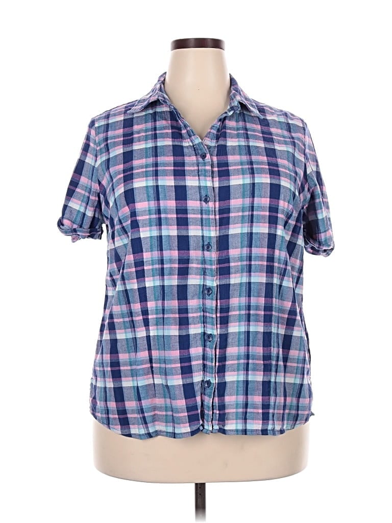 Pre-owned White Stag Short Sleeve Button Down Shirt In Blue