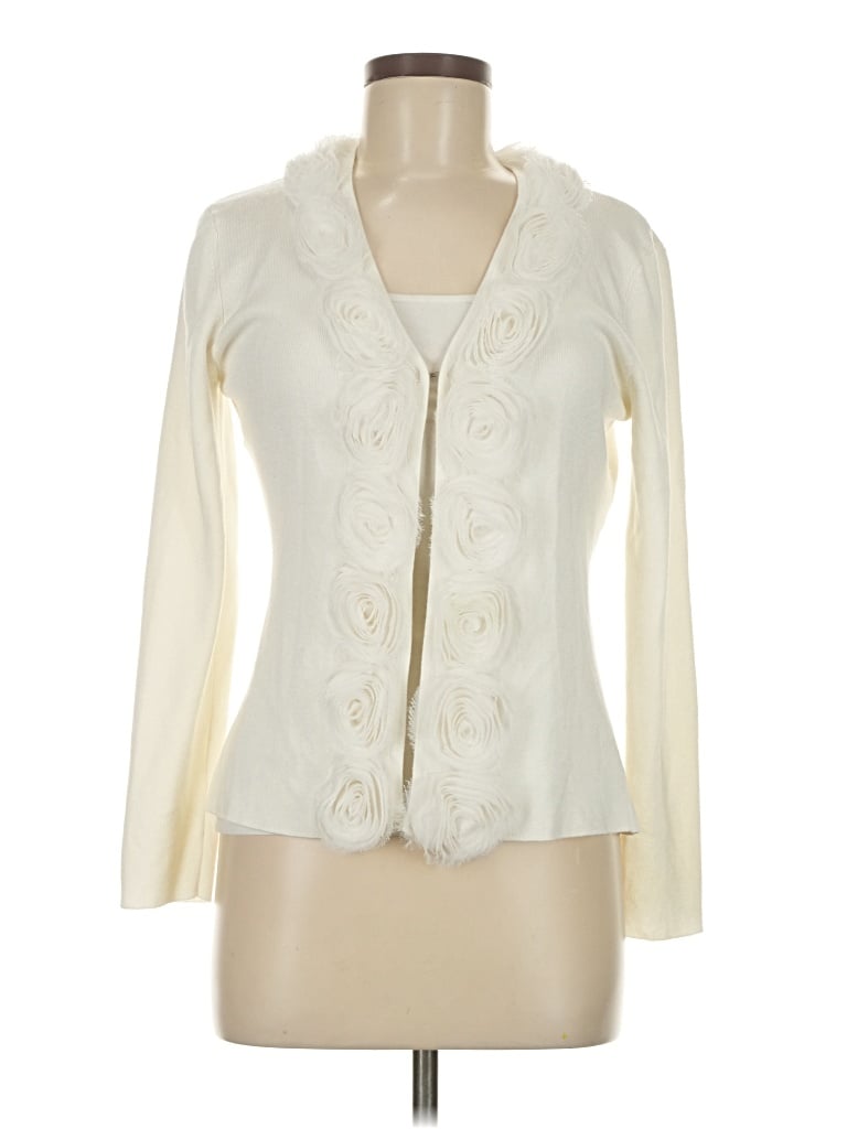 Pre-owned Red Cardigan Sweater In White