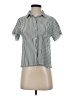 Industry 100% Rayon Stripes Silver Short Sleeve Blouse Size XS - photo 1