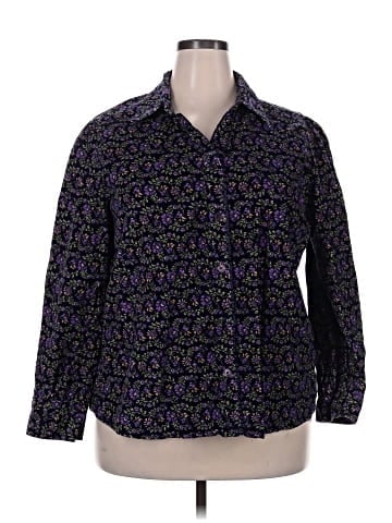 Basic Editions 3/4 Sleeve Button-Down Shirt (view 1)