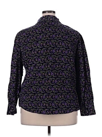 Basic Editions 3/4 Sleeve Button-Down Shirt (view 2)
