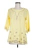 Solitaire 100% Rayon Yellow 3/4 Sleeve Blouse Size M - photo 1
