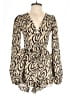 PrettyLittleThing 100% Polyester Animal Print Gold Romper Size 0 - photo 1