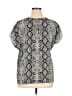 Halogen 100% Polyester Silver Short Sleeve Blouse Size XL - photo 2