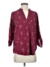 Lush 100% Polyester Stars Burgundy 3/4 Sleeve Blouse Size S - photo 1