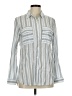 Express Stripes Silver Long Sleeve Blouse Size M - photo 1