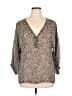 Garnet Hill Animal Print Tan 3/4 Sleeve Blouse Size 14 - photo 1
