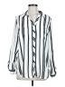 Relativity 100% Polyester Stripes Silver Long Sleeve Blouse Size M - photo 1