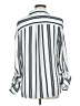 Relativity 100% Polyester Stripes Silver Long Sleeve Blouse Size M - photo 2